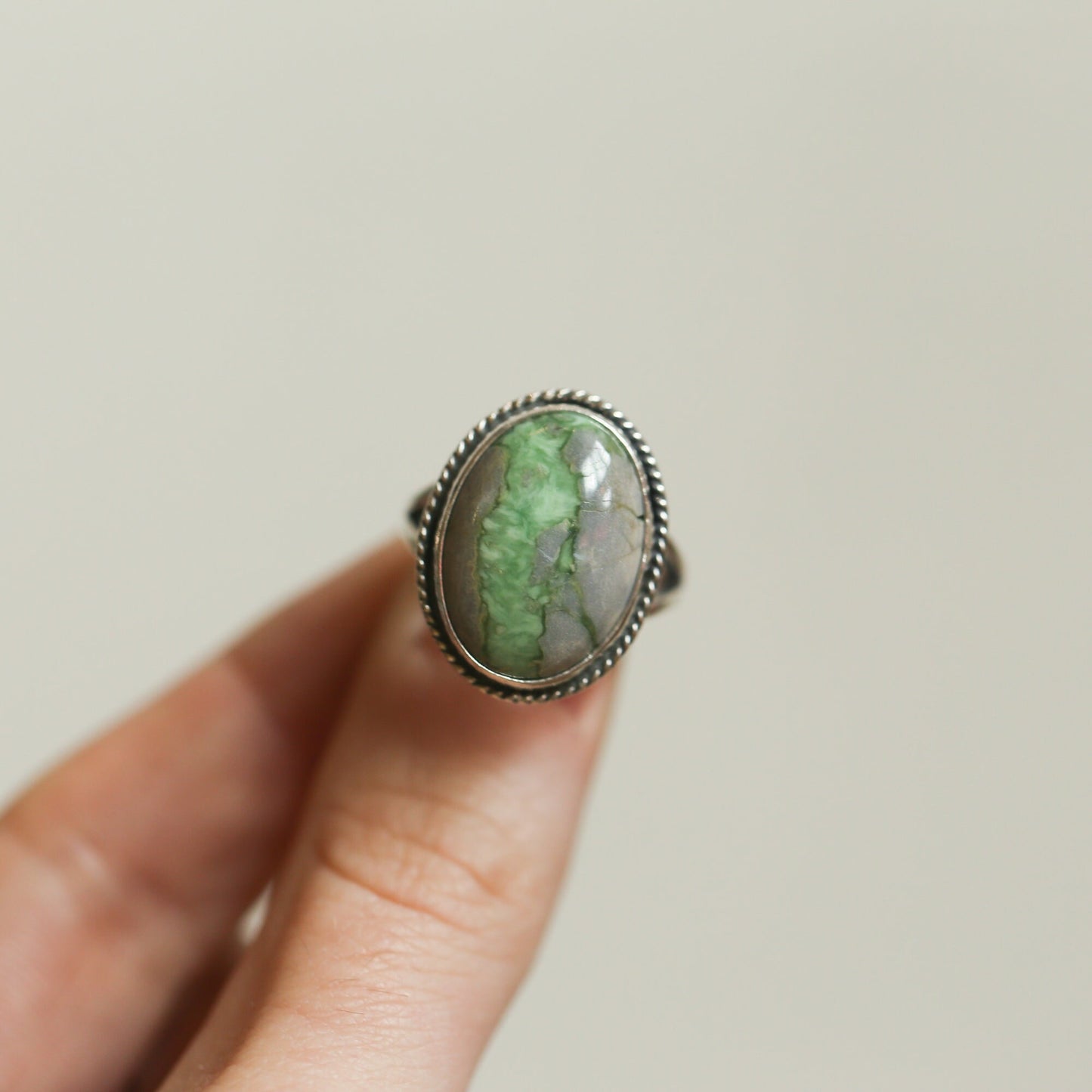 Green Variscite Sterling Silver Ring - Silversmith Boho Jewelry