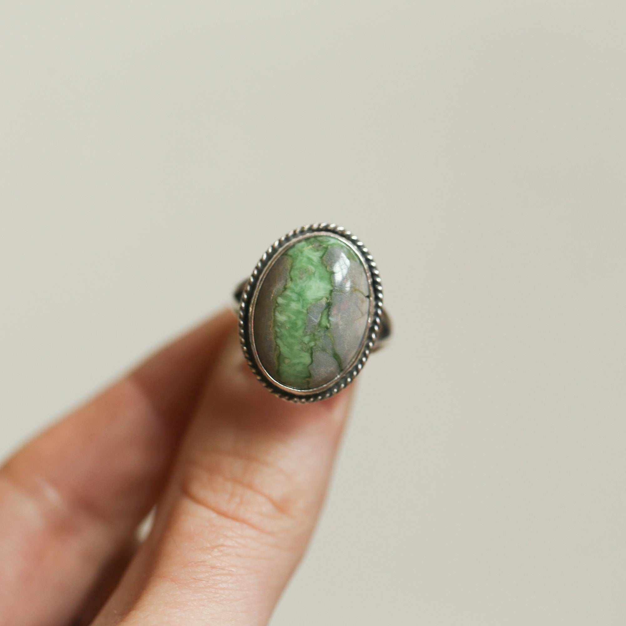 Green Variscite Boho Ring - Silversmith Ring - Variscite in Boulder Ring - Choose Your Stone