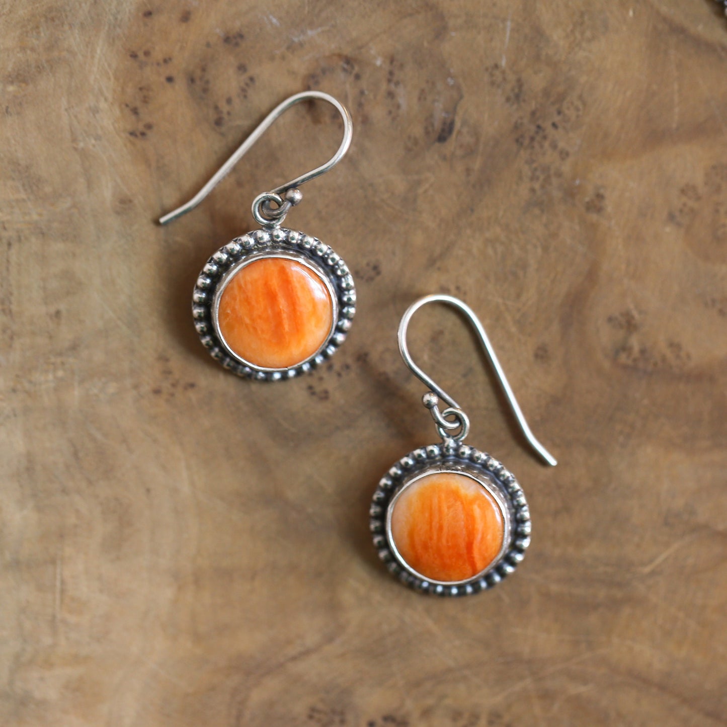 Sterling Silver Spiny Oyster Earrings – Chili Red Orange Drops