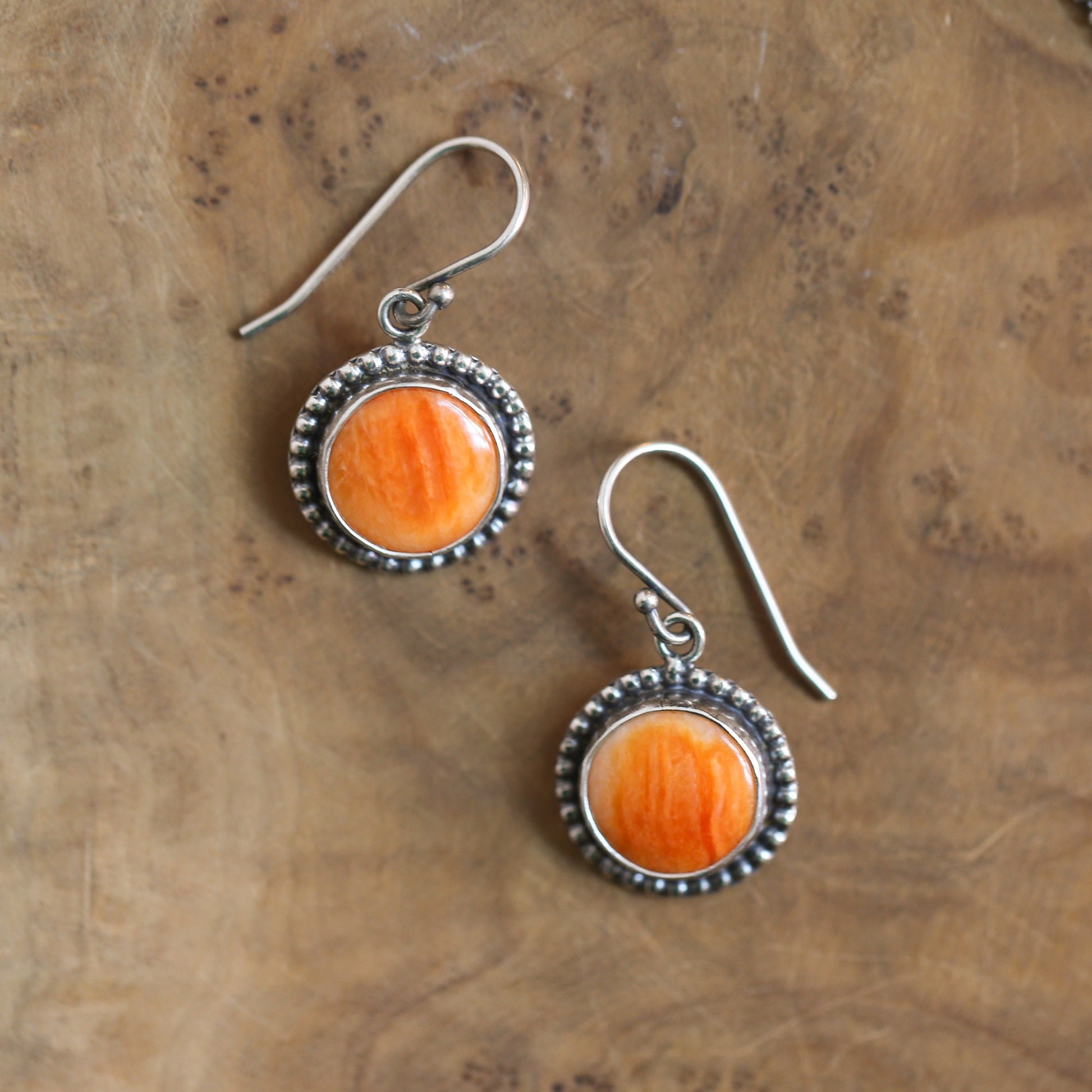 Sterling Silver Spiny Oyster Earrings – Chili Red Orange Drops