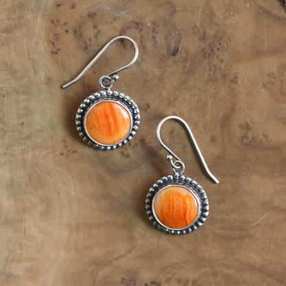 Sterling Silver Spiny Oyster Earrings – Chili Red Orange Drops