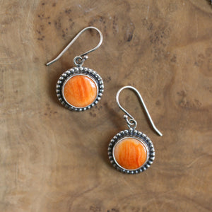 Sterling Silver Spiny Oyster Earrings – Chili Red Orange Drops