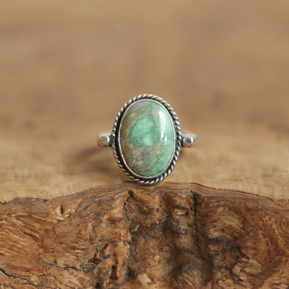 Custom Green Variscite Lasso Ring - Sterling Silver - Choose Your Stone