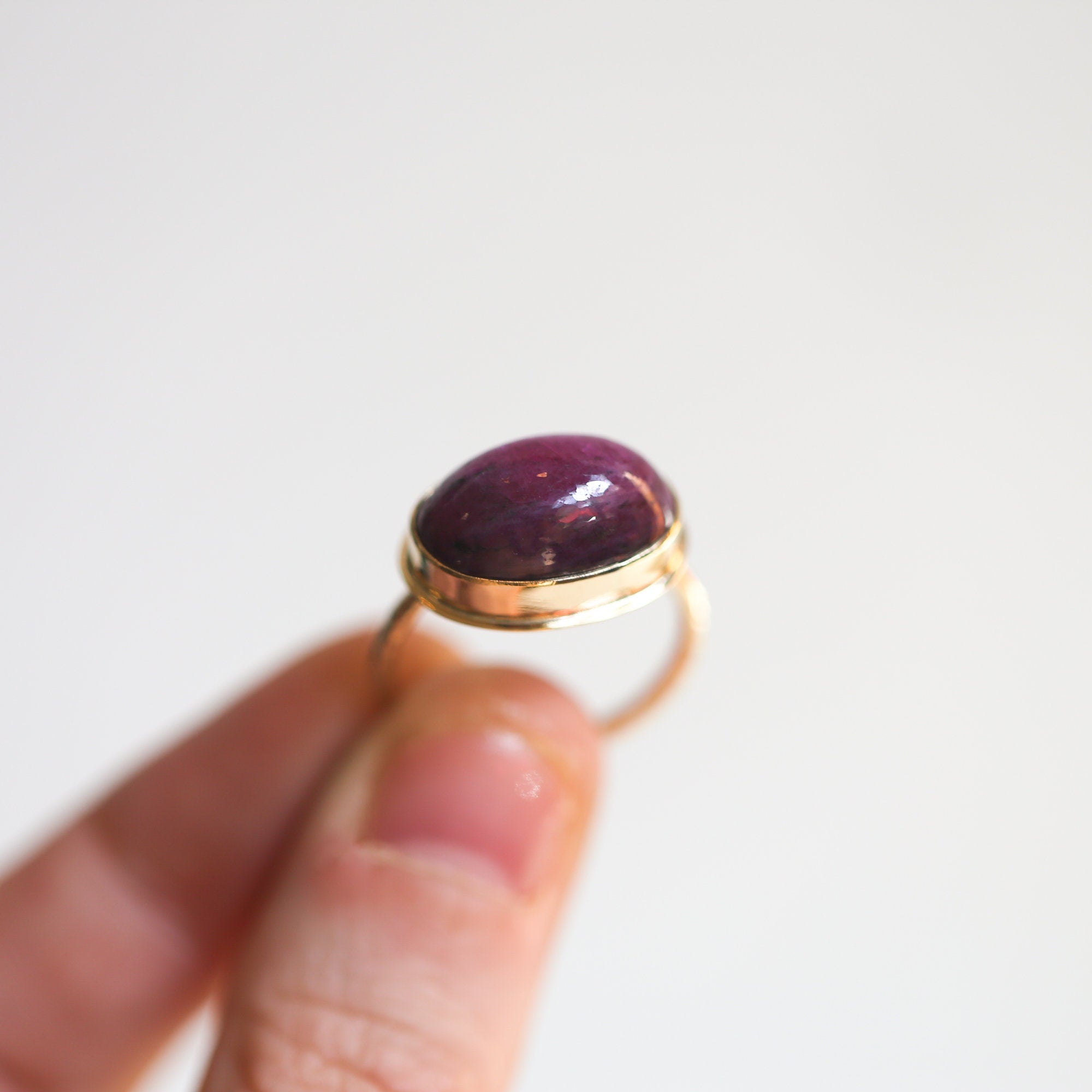 Ruby in Zoisite Ring - Pick Your Stone - 14KT Hammered Gold Ring