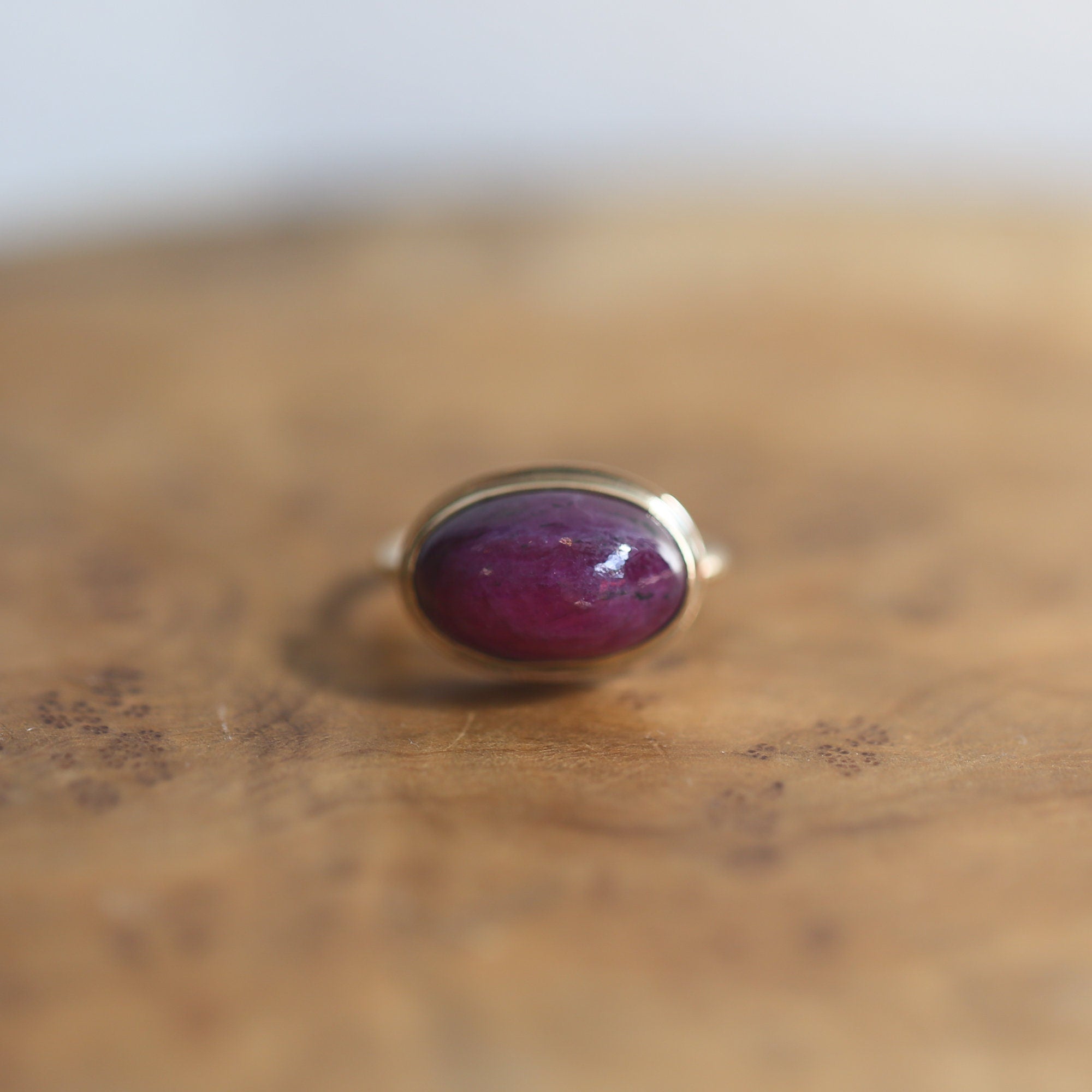 Ruby in Zoisite Ring - Pick Your Stone - 14KT Hammered Gold Ring