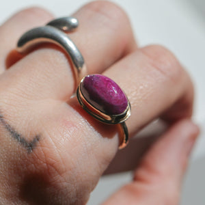 Ruby in Zoisite Ring - 14KT Gold Ruby Ring - Solid Gold Ruby Ring - Hammered Ruby Ring - Pick Your Stone