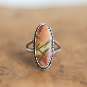 Ready to Ship - Red Creek Jasper Ring - OOAK Ring - Silversmith Ring - Hammered Silver Ring