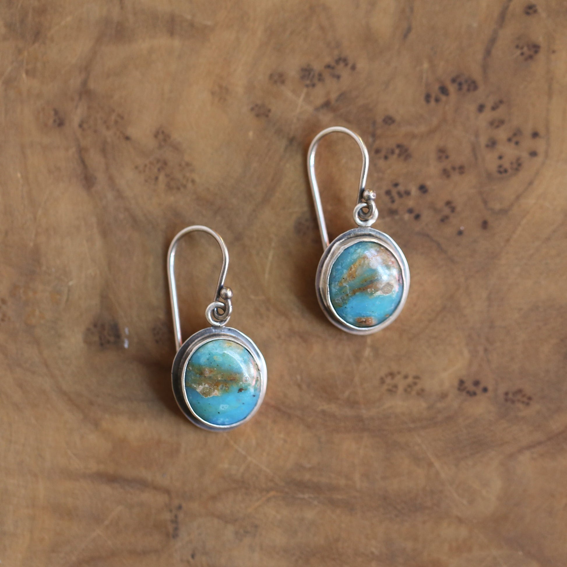 Peruvian Blue Opal Earrings – Sterling Silver Drop Earrings, OOAK