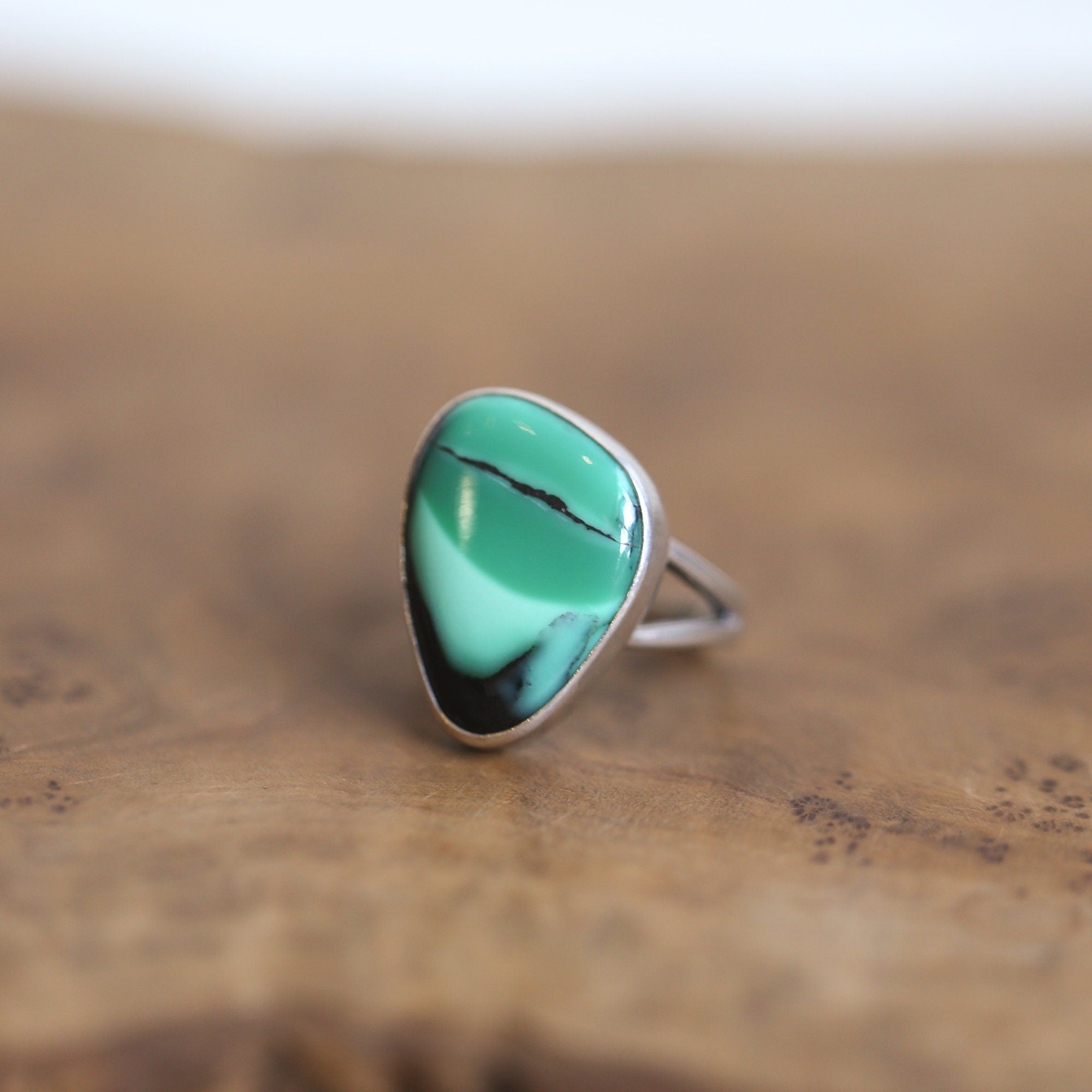 Green Variscite Ring - Emerald Rose Variscite Ring - Ready to Ship - OOAK