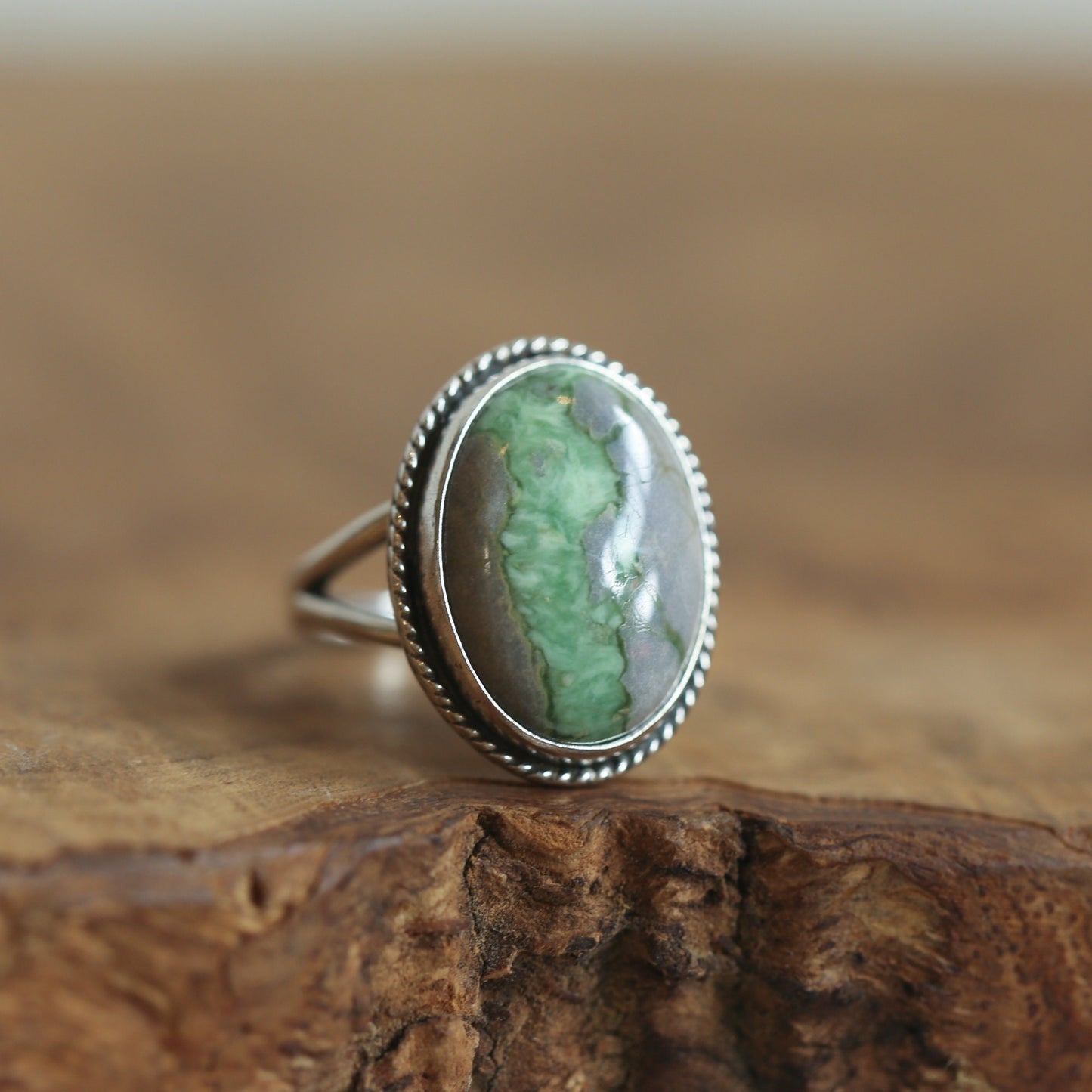 Green Variscite Sterling Silver Ring - Silversmith Boho Jewelry