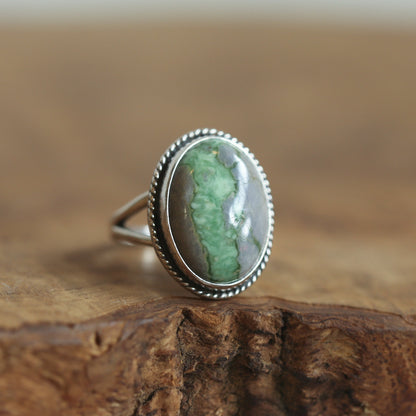 Green Variscite Sterling Silver Ring - Silversmith Boho Jewelry