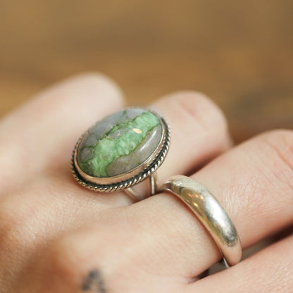 Green Variscite Sterling Silver Ring - Silversmith Boho Jewelry