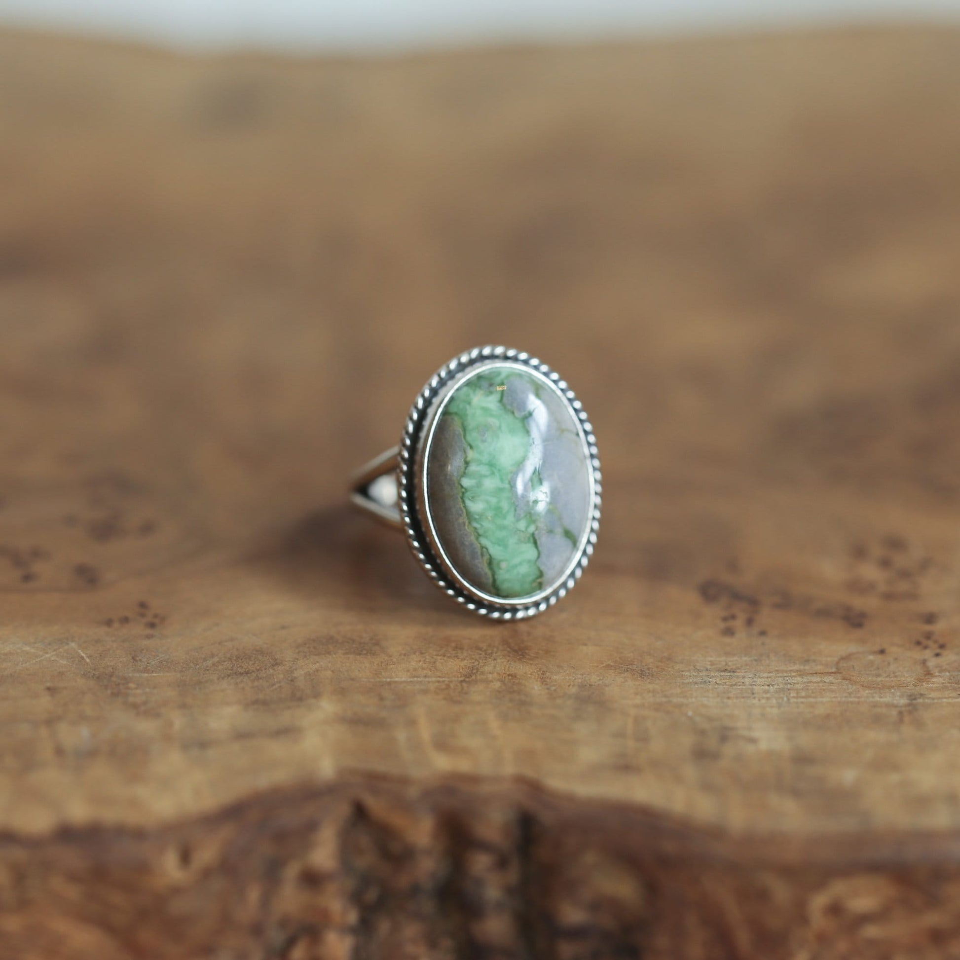 Green Variscite Sterling Silver Ring - Silversmith Boho Jewelry