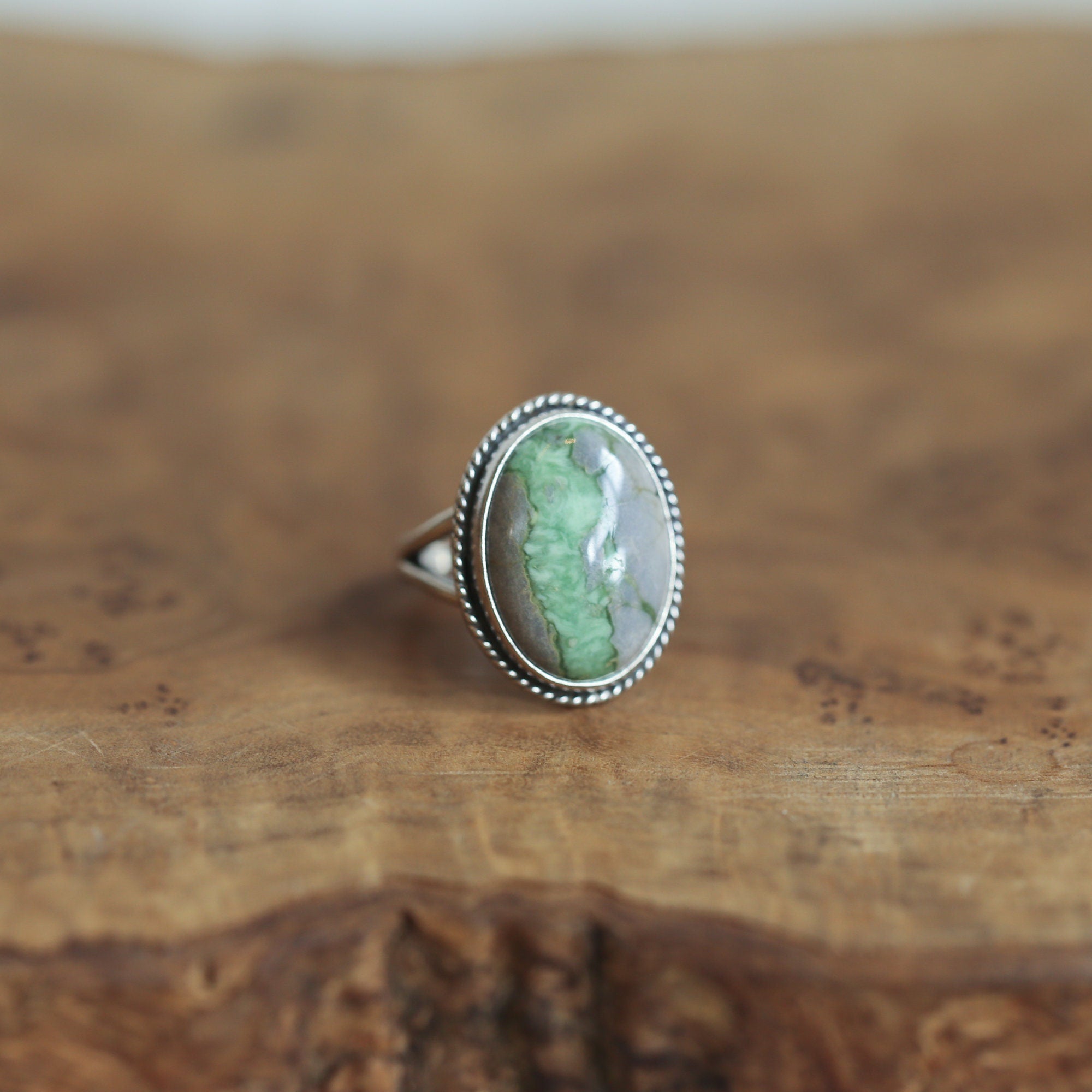 Green Variscite Boho Ring - Silversmith Ring - Variscite in Boulder Ring - Choose Your Stone