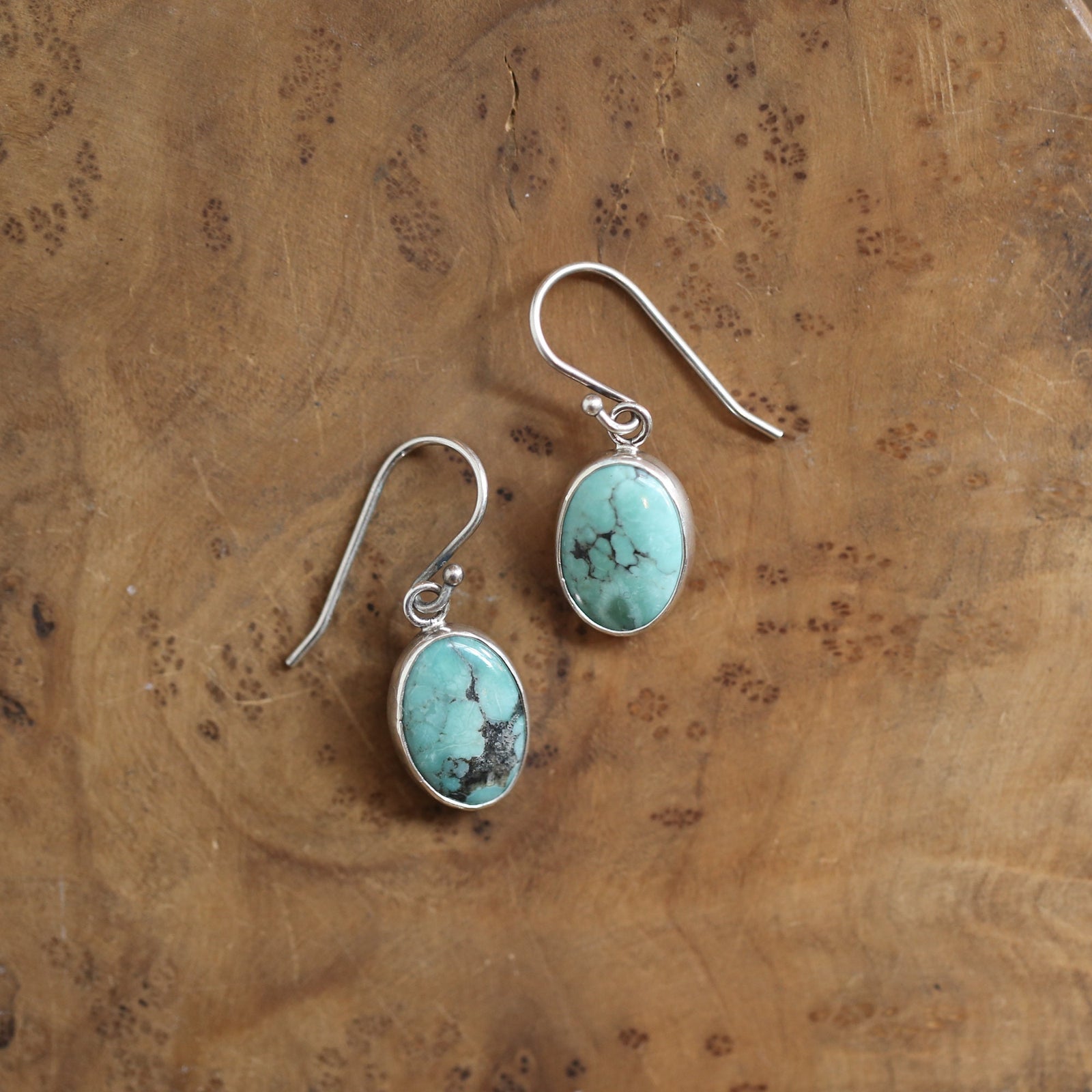 Turquoise Oval Drop Earrings - Choose Your Pair - .925 Sterling Silver - OOAK