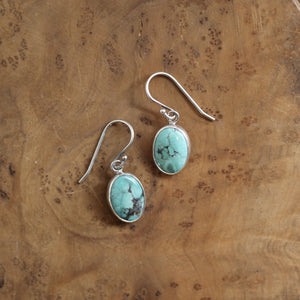 Turquoise Oval Drop Earrings - Choose Your Pair - .925 Sterling Silver - OOAK