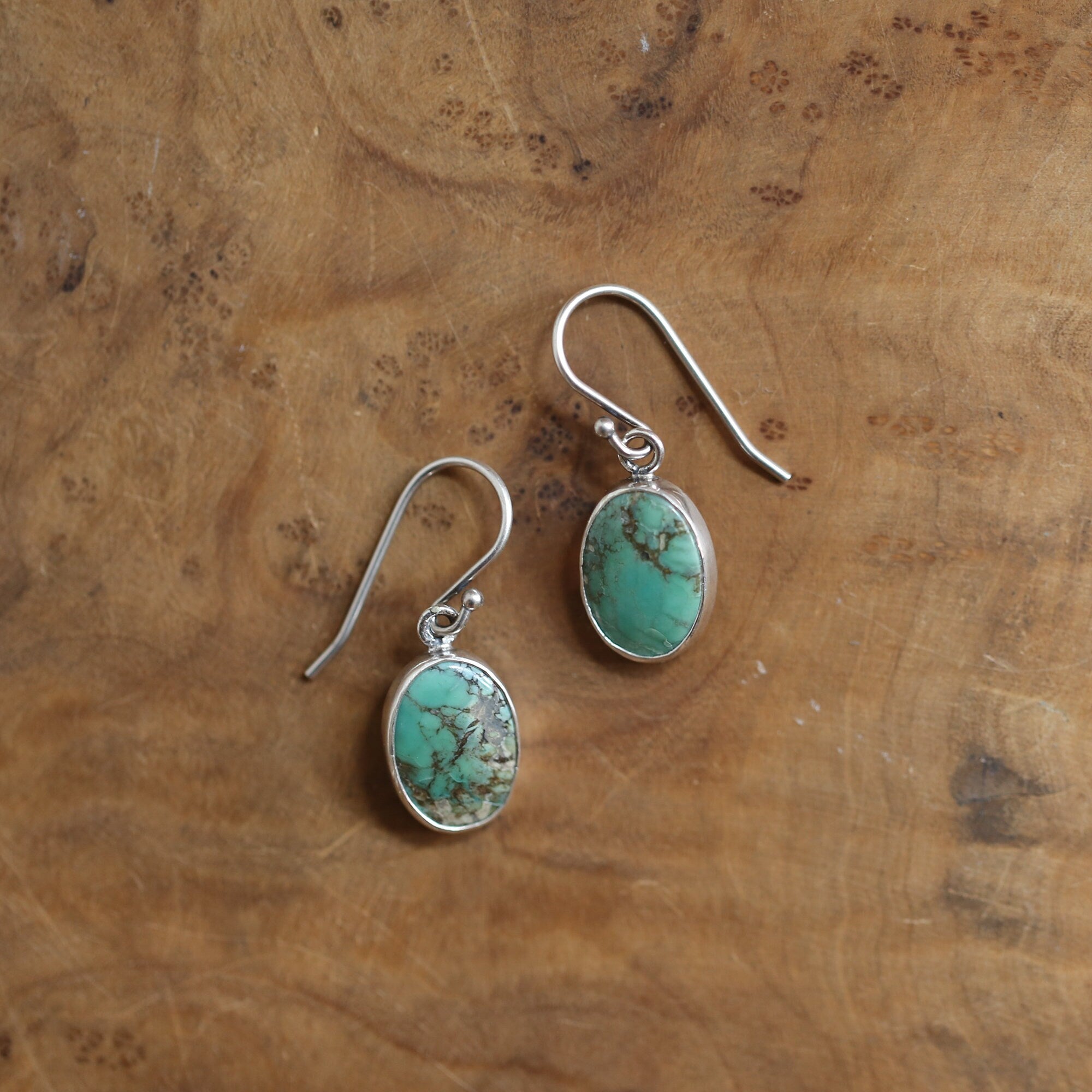 Turquoise Oval Drop Earrings - Choose Your Pair - .925 Sterling Silver - OOAK