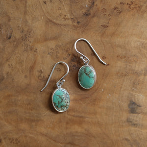 Turquoise Oval Drop Earrings - Choose Your Pair - .925 Sterling Silver - OOAK