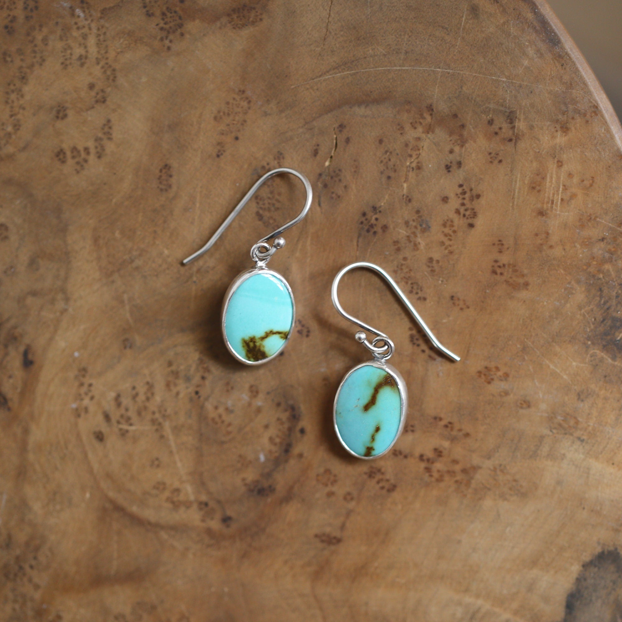 Turquoise Oval Drop Earrings - Choose Your Pair - .925 Sterling Silver - OOAK