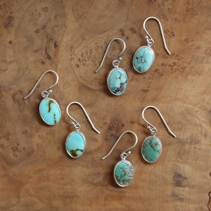 Turquoise Oval Drop Earrings - Choose Your Pair - .925 Sterling Silver - OOAK