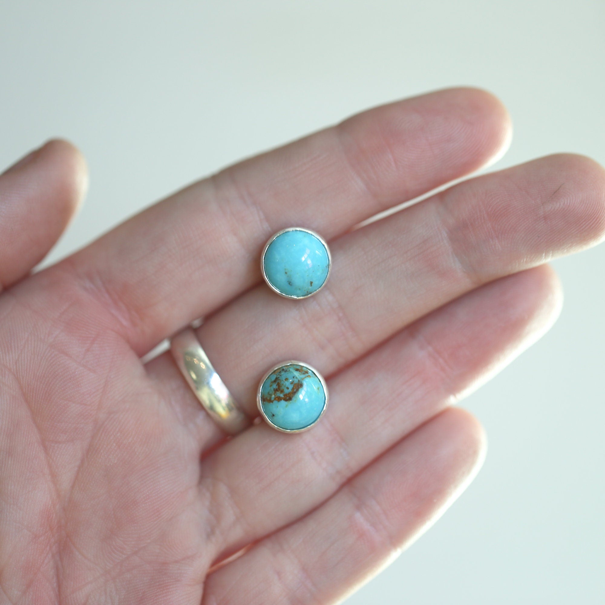 Turquoise Posts - American Turquoise Earrings - Ready to Ship - 10mm Turquoise Studs
