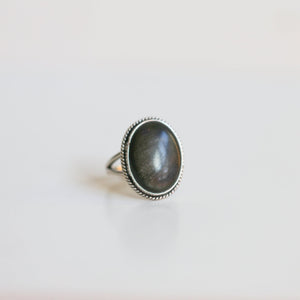 Golden Obsidian Sterling Silver Ring – Boho Statement Jewelry