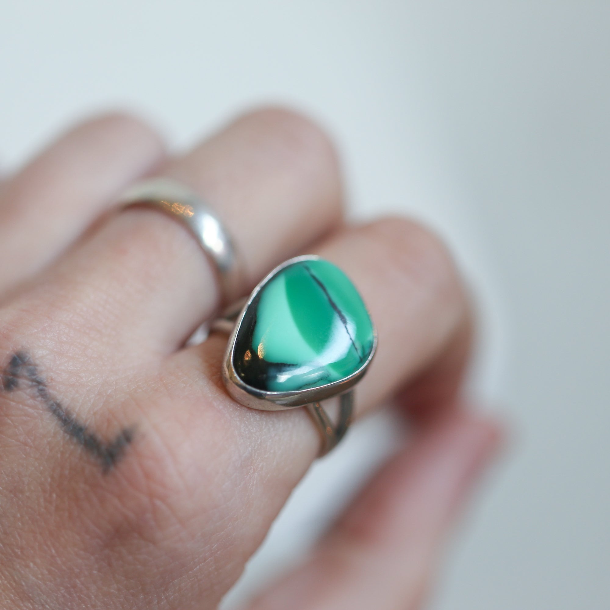 Green Variscite Ring - Silversmith Ring - Variscite in Boulder Ring - Choose Your Stone