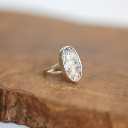Choose Your Black Fossil Coral Ring - Sterling Silver Ring