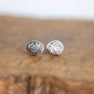 Fossilized Coral Sterling Silver Post Earrings - OOAK Agate Jewelry