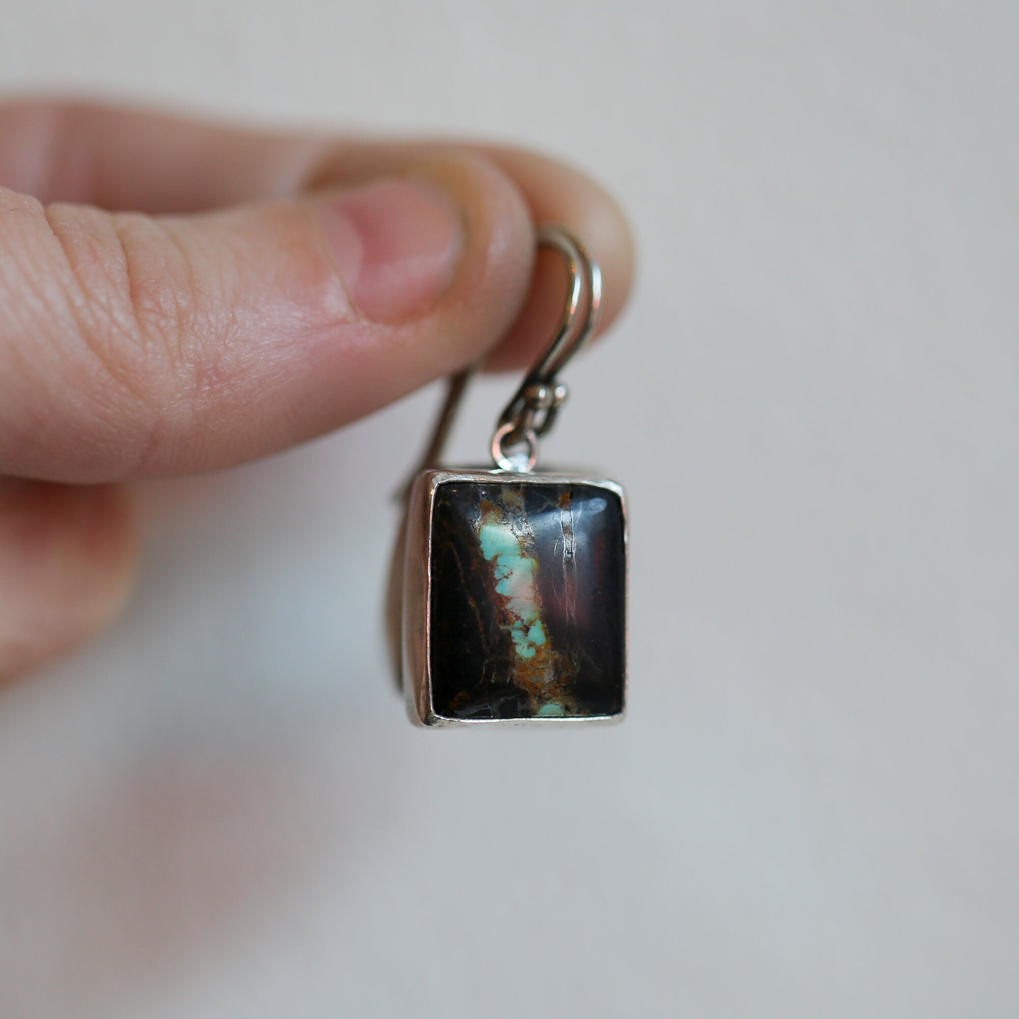 Black Jack Turquoise Drop Earrings - Ready to Ship - Choose Your Pair - Sterling Silver