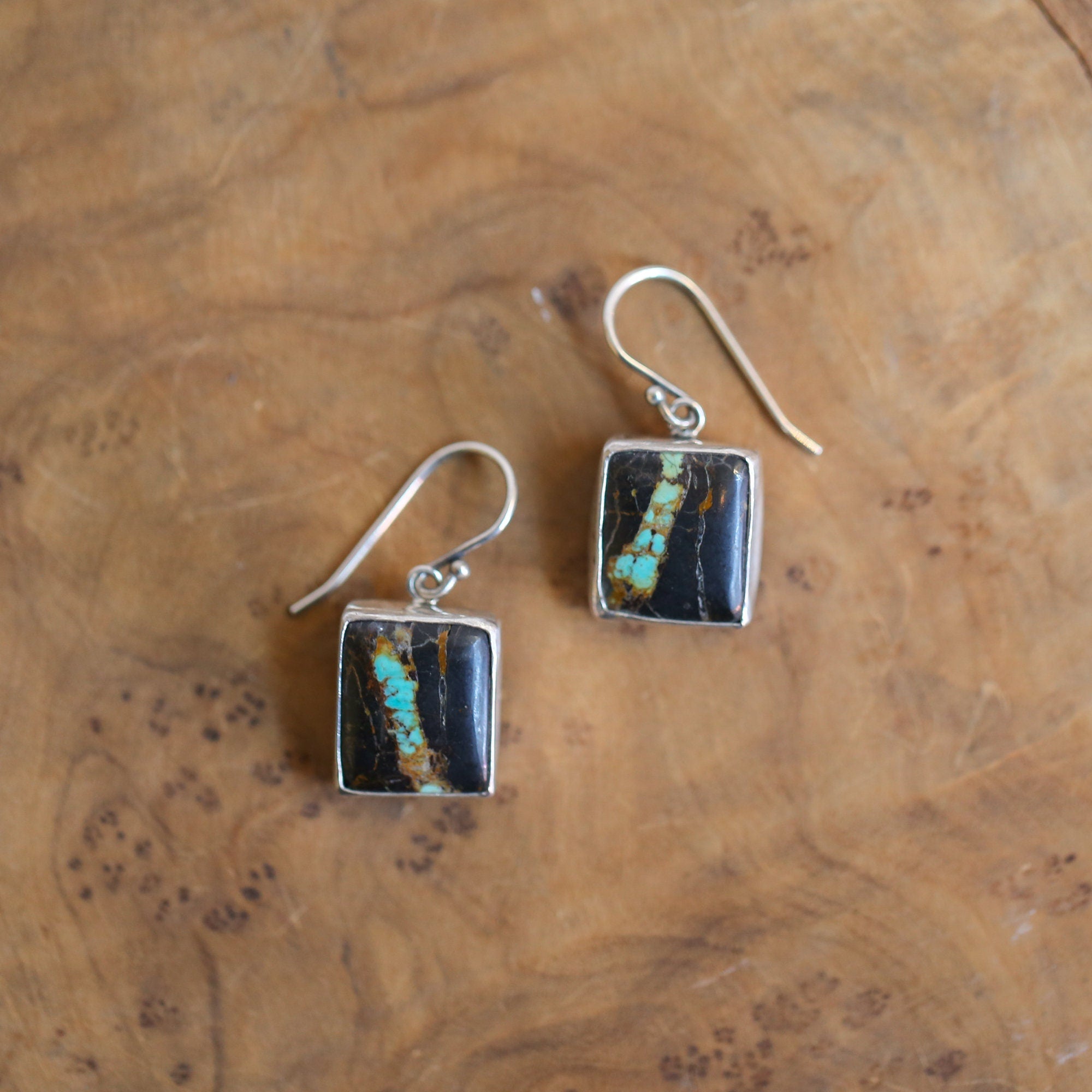 Black Jack Turquoise Drop Earrings - Ready to Ship - Choose Your Pair - Sterling Silver