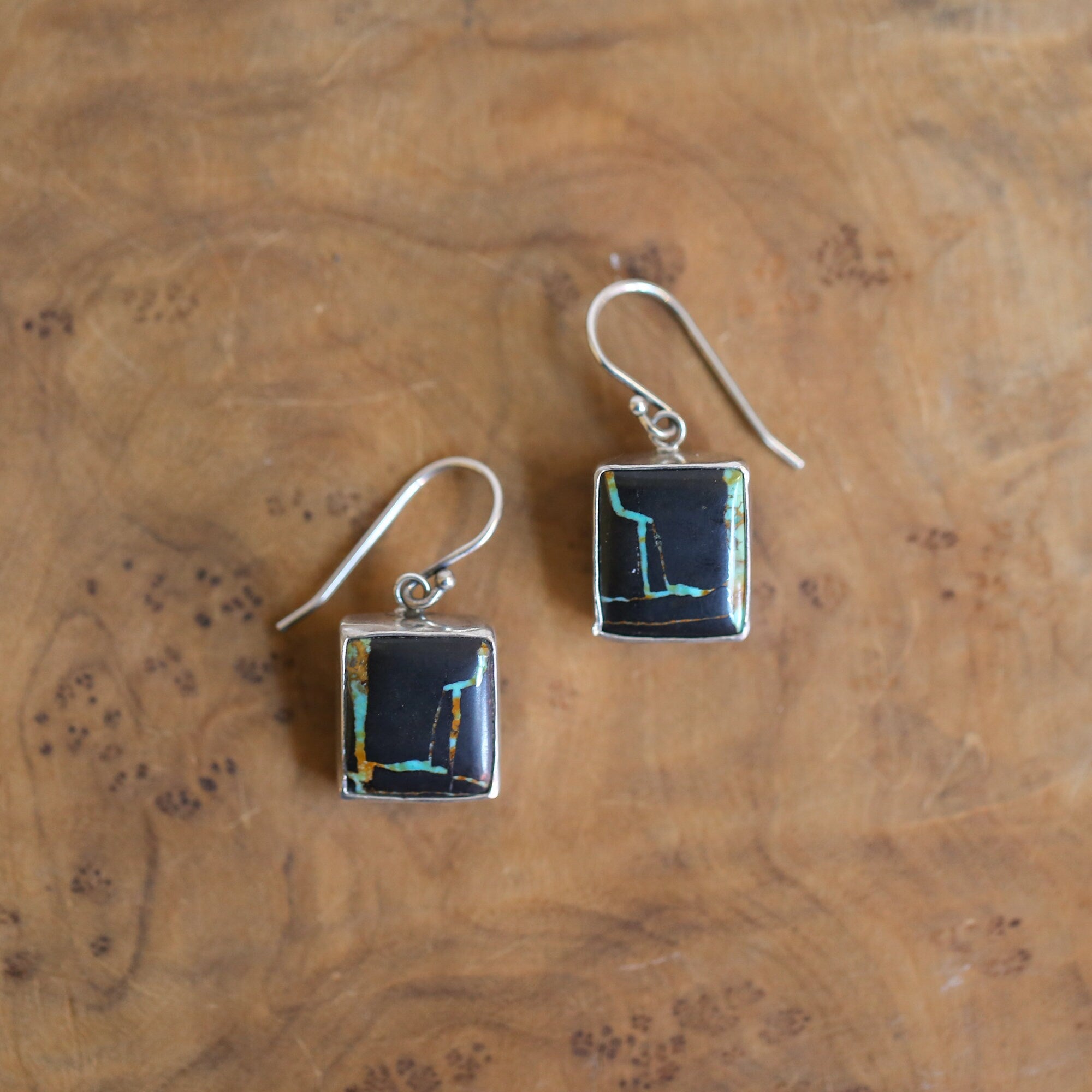 Black Jack Turquoise Drop Earrings - Ready to Ship - Choose Your Pair - Sterling Silver