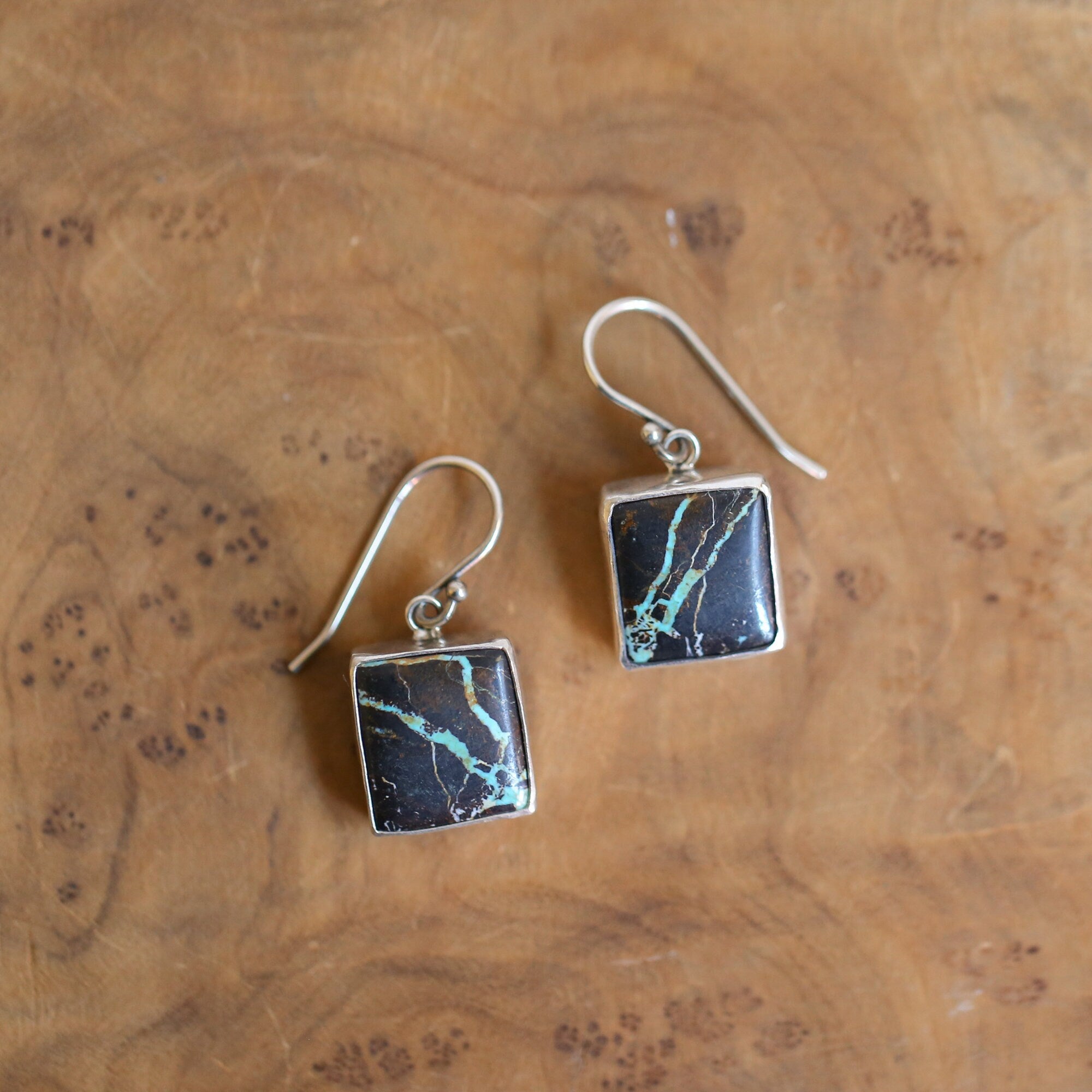 Black Jack Turquoise Drop Earrings - Ready to Ship - Choose Your Pair - Sterling Silver