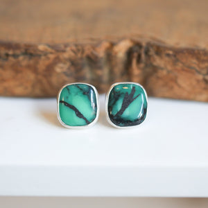 BIG Emerald Rose Variscite Post Earrings - 12 CT PAIR - Choose Your Ready to Ship Pair