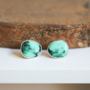BIG Emerald Rose Variscite Post Earrings - 12 CT PAIR - Choose Your Ready to Ship Pair