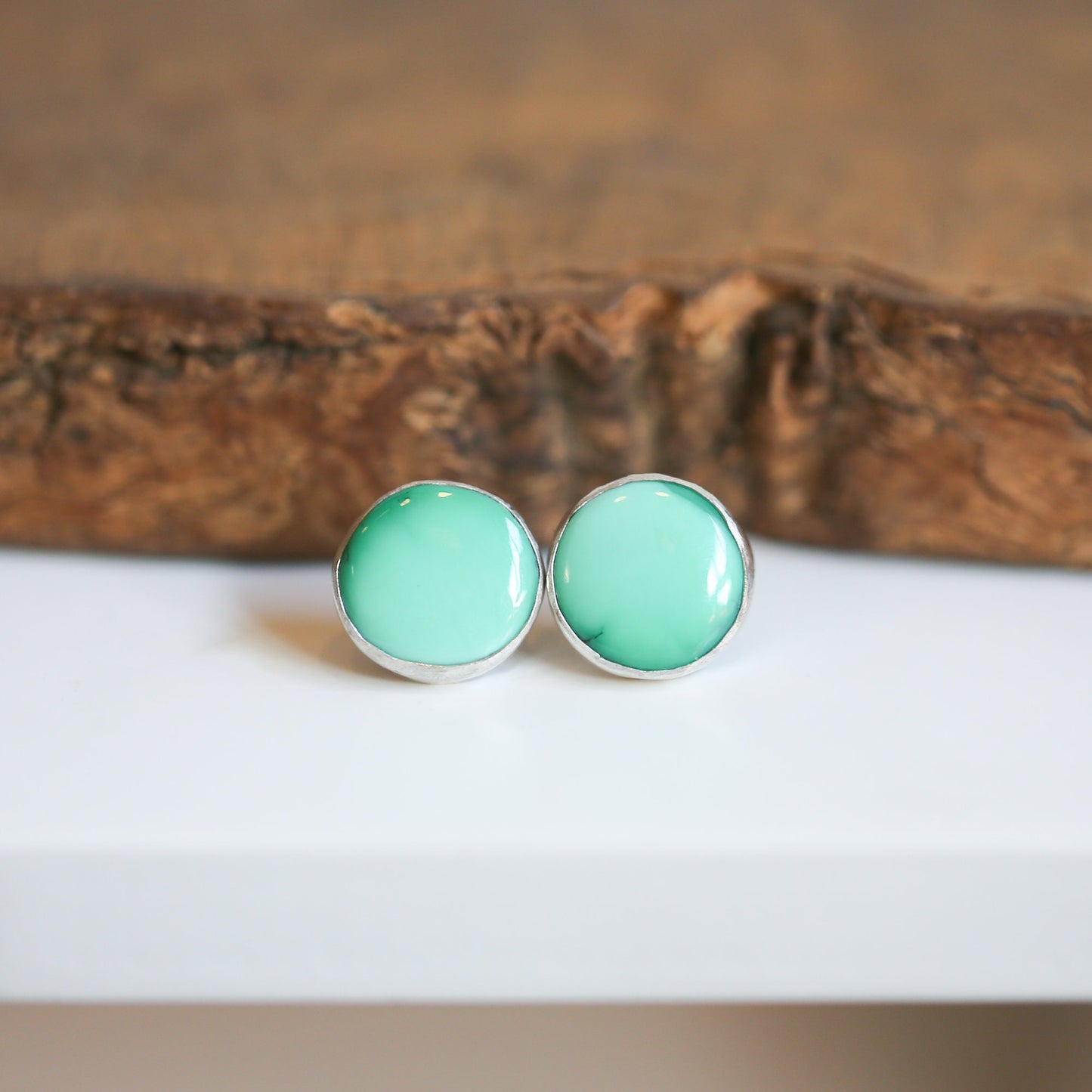 Choose your Emerald Rose Variscite Sterling Silver Post Earrings – 12 CT Pair