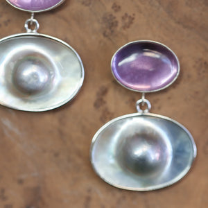 Amethyst Blister Pearl Drop Earrings – Sterling Silver Boho Jewelry