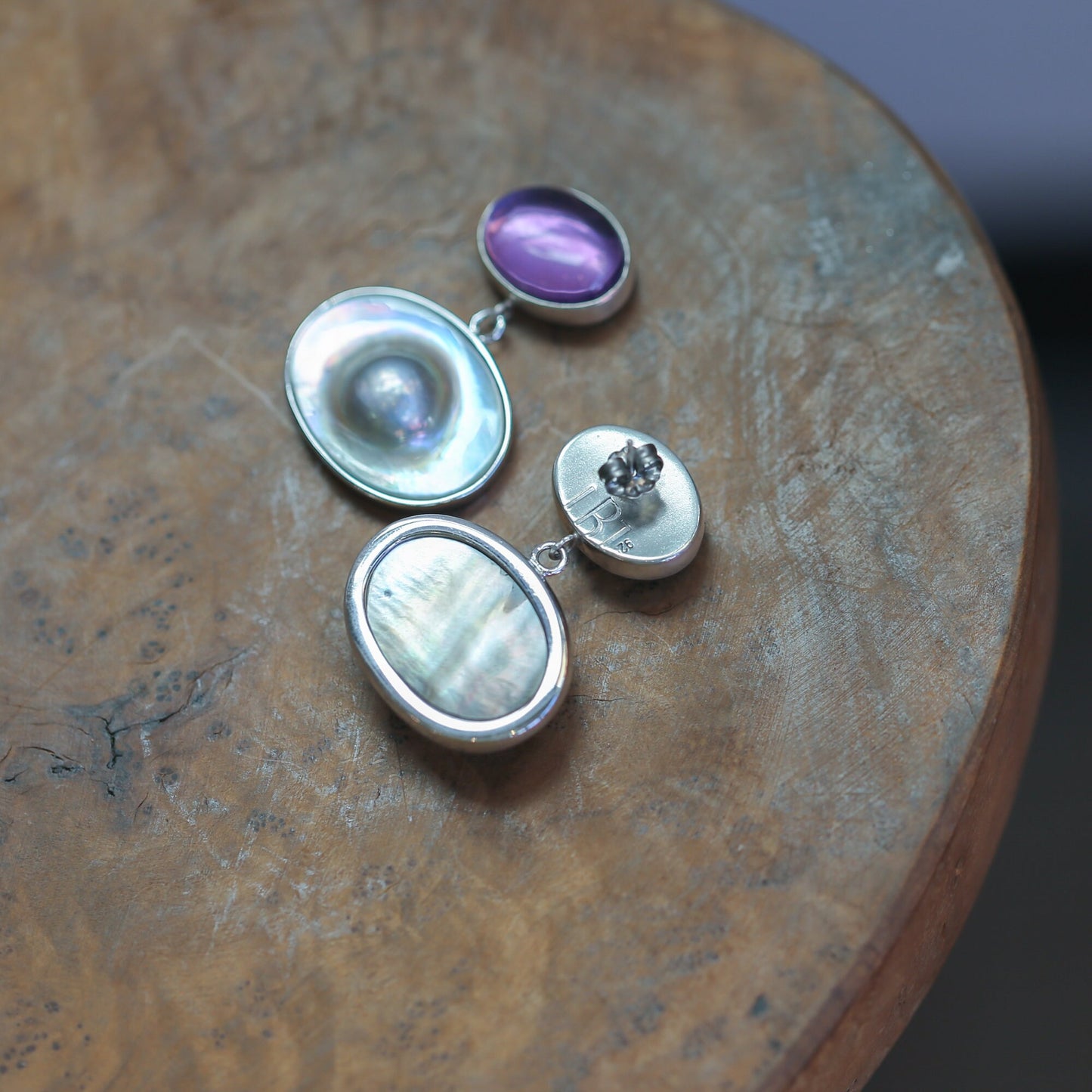 Amethyst Blister Pearl Drop Earrings – Sterling Silver Boho Jewelry