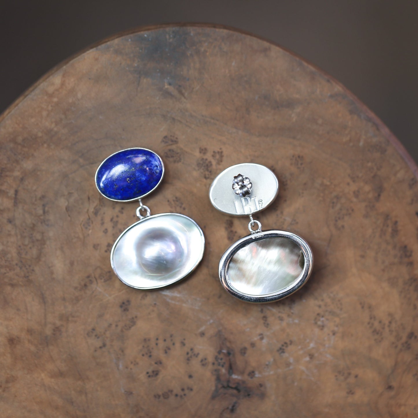 Sterling Silver Lapis Lazuli Mabe Pearl Drop Earrings – Silversmith OOAK