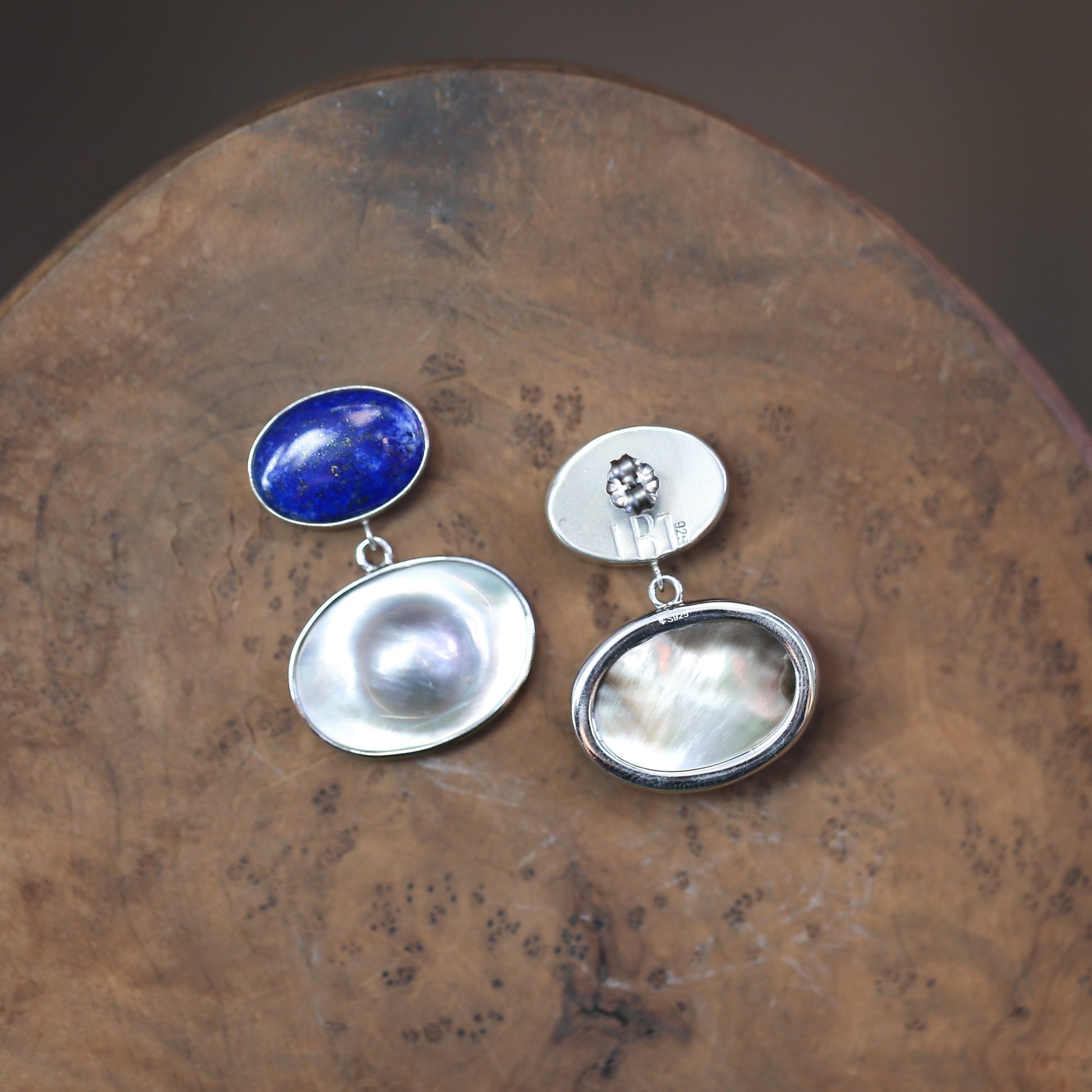 Sterling Silver Lapis Lazuli Mabe Pearl Drop Earrings – Silversmith OOAK