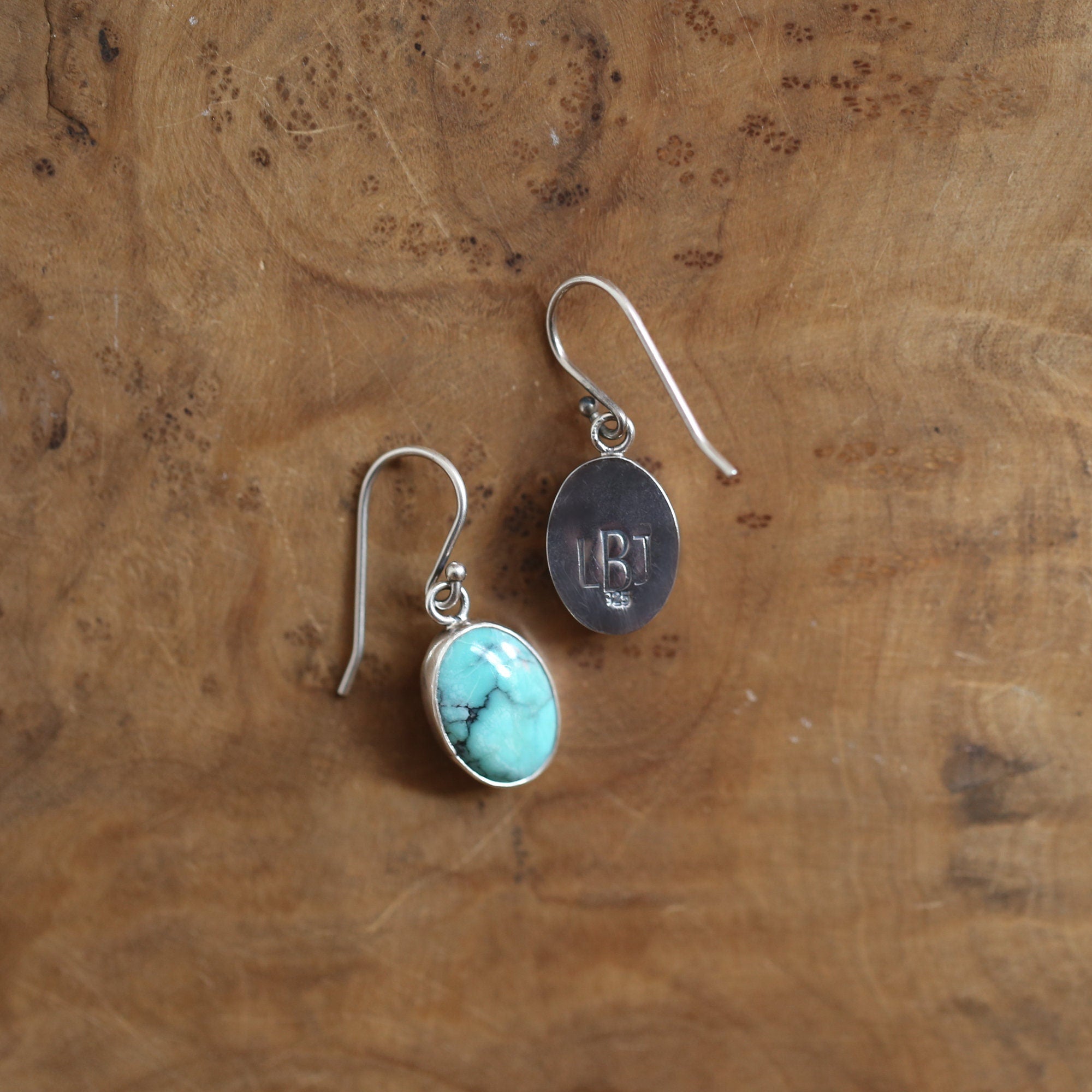 Turquoise Oval Drop Earrings - Choose Your Pair - .925 Sterling Silver - OOAK