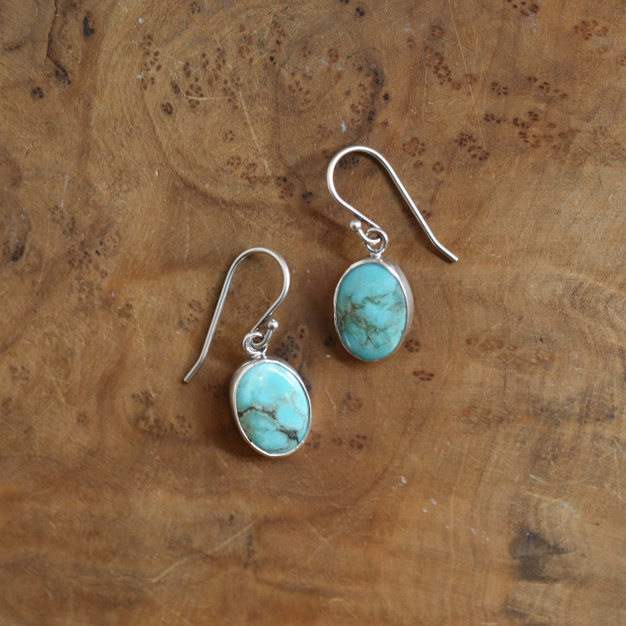 Turquoise Oval Drop Earrings - Choose Your Pair - .925 Sterling Silver - OOAK