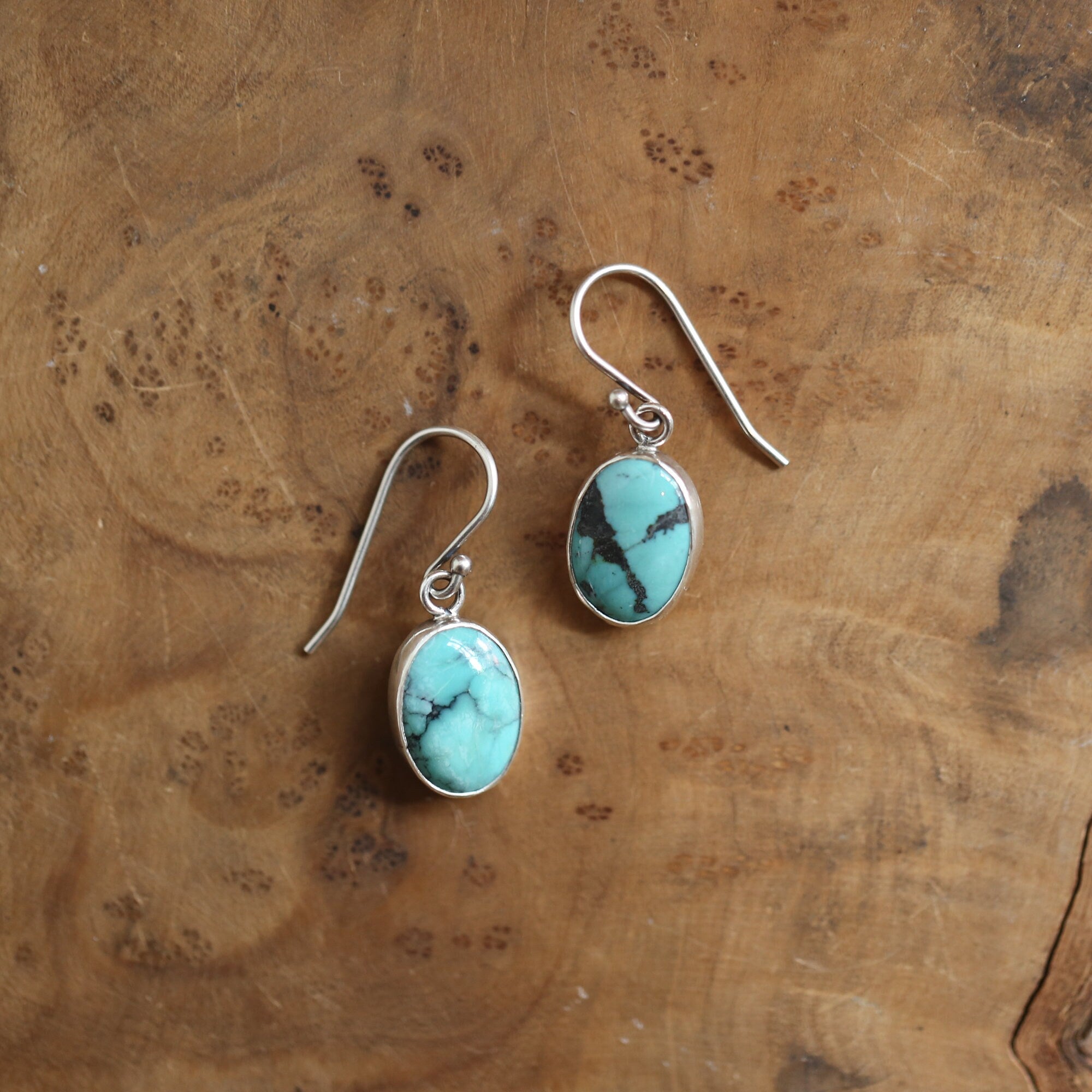 Turquoise Oval Drop Earrings - Choose Your Pair - .925 Sterling Silver - OOAK