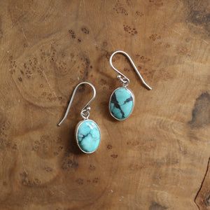 Ready To Ship - Turquoise Oval Drop Earrings - Choose Your Pair - .925 Sterling Silver - OOAK