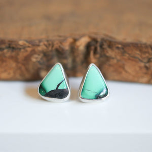 Choose your Emerald Rose Variscite Sterling Silver Post Earrings – 12 CT Pair