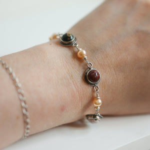 Ocean Jasper Link Bracelet - Freshwater Pearls
