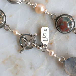 Ocean Jasper Link Bracelet - Freshwater Pearls