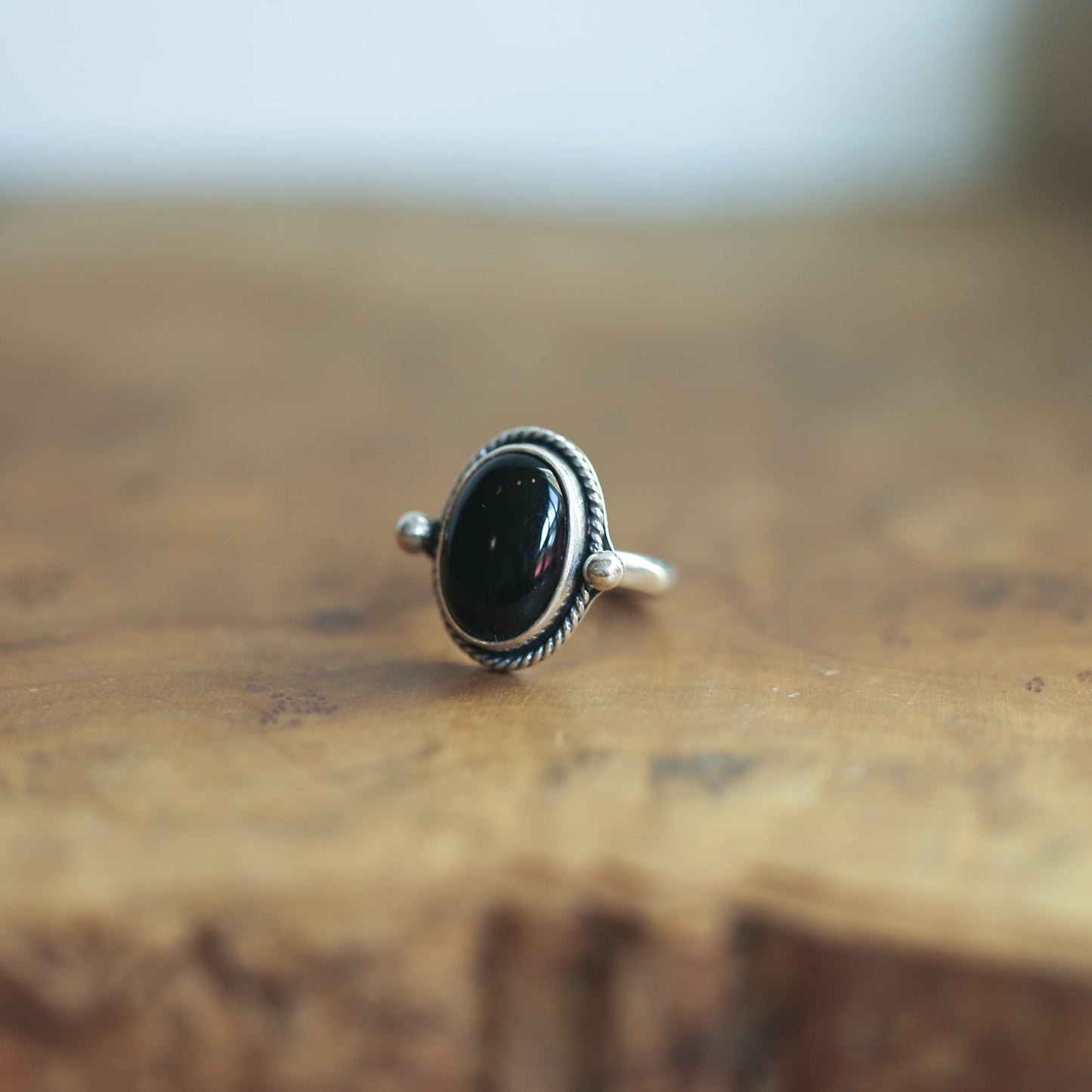 Black Onyx Sterling Silver Ring - Handmade Silversmith Design