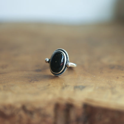 Black Onyx Sterling Silver Ring - Handmade Silversmith Design
