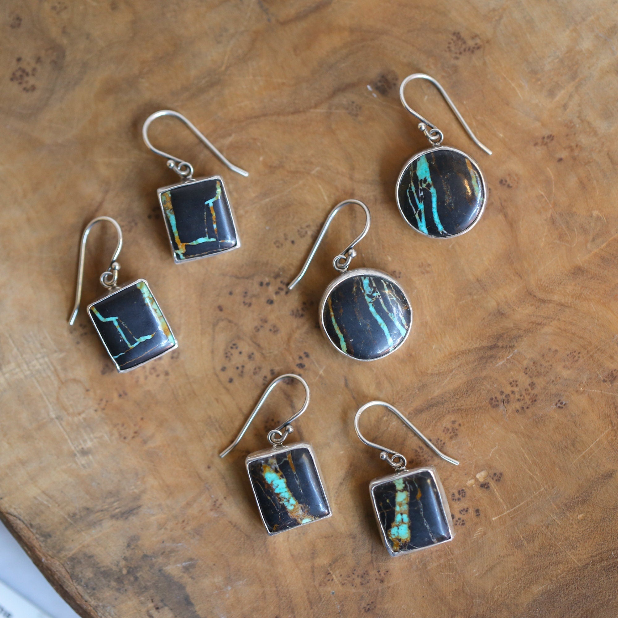 Black Jack Turquoise Drop Earrings - Ready to Ship - Choose Your Pair - Sterling Silver